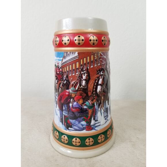 Budweiser Beer Stein Mug Hometown Holiday 1993 Handcrafted 7" Brazil Ceramarte - Picture 3 of 12